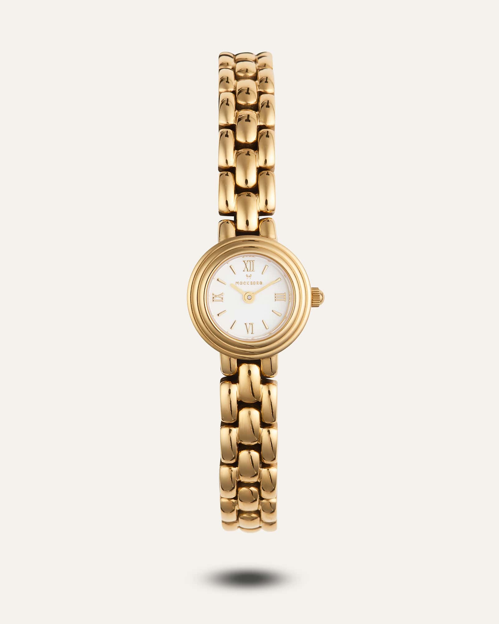 Mockberg Antique Watch Damenarmbanduhr, goldfarben, römische Ziffern, Mineralglas