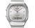 Casio-Armbanduhr frontal mit silbernem Metallband, analoges Zifferblatt und Digitalanzeige