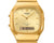 Goldene Casio Armbanduhr mit rundem Gehäuse und Digitalanzeige