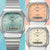 Casio Armbanduhr: drei Varianten nebeneinander, silbernes Band, analoge Zeiger und Digitalanzeige.