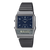 Casio Herrenuhr mit blauem Zifferblatt, digitaler Anzeige unten und grauem Band