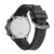 Bracelet de montre pour homme vu de dos : fond en acier inoxydable, bracelet noir et boucle ardillon