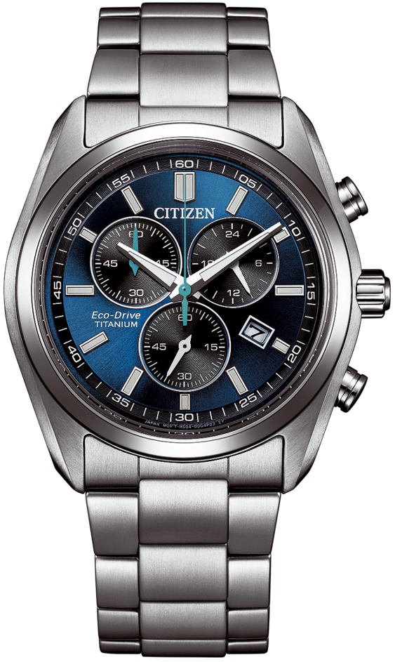 Montre Citizen Super Titanium pour homme avec cadran bleu, look chrono et bracelet en métal
