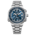 Herrenuhr mit Edelstahlarmband, blaues Zifferblatt und Chronographen-Subzifferblättern