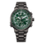 Herrenarmbanduhr mit grünem Zifferblatt, schwarzen Chrono-Subdials und schwarzem Metallarmband