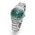 Montre Citizen Eco-Drive pour homme : cadran vert avec index, bracelet en métal argenté.