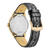 Fond de montre pour homme avec boîtier doré et bracelet en cuir noir