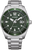 Bracelet de montre pour homme avec cadran vert, logo CITIZEN, bracelet en métal argenté