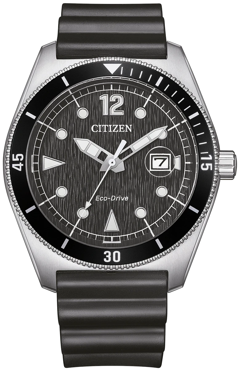 Montre Citizen Eco-Drive pour homme : cadran noir, guichet date, bracelet noir