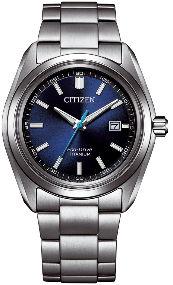 Montre homme avec cadran bleu, bracelet argenté et index bien visibles