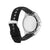 Bracelet de montre pour homme avec bracelet textile noir et boîtier argenté, fond transparent