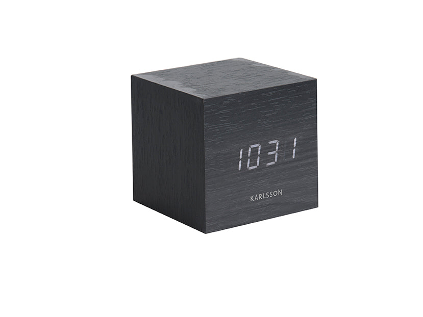 Réveil cube Karlsson, cube noir avec affichage numérique LED
