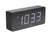 Svart LED-väckarklocka i träutseende med visning "10:33"