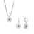 Ensemble de bijoux : collier et boucles d'oreilles avec pendentifs ronds en forme de rayon de soleil et pierre bleue
