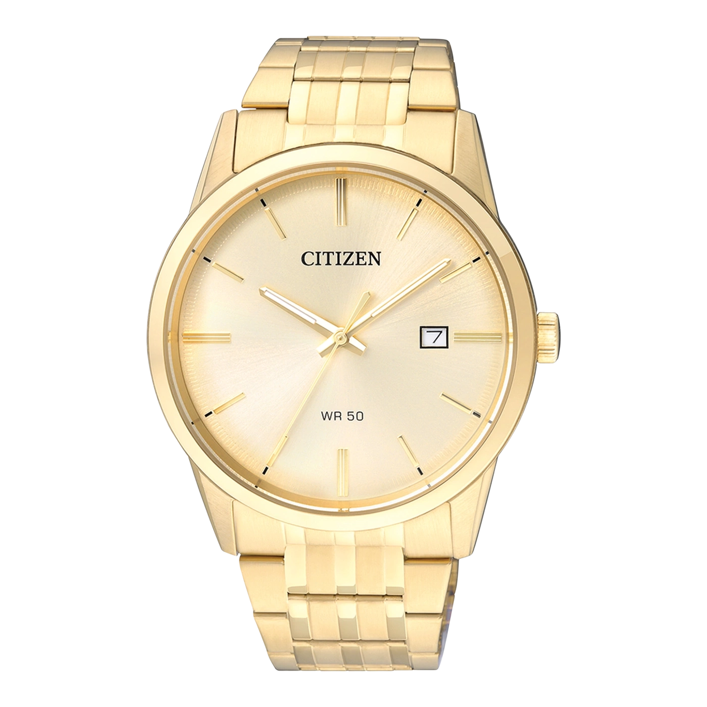 Citizen BI5002-57P Herrenuhr, goldfarbenes Edelstahlband, Zifferblatt mit Datumsanzeige