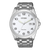 Citizen Eco-Drive Herrenuhr mit silberfarbenem Edelstahlarmband und weißem Zifferblatt