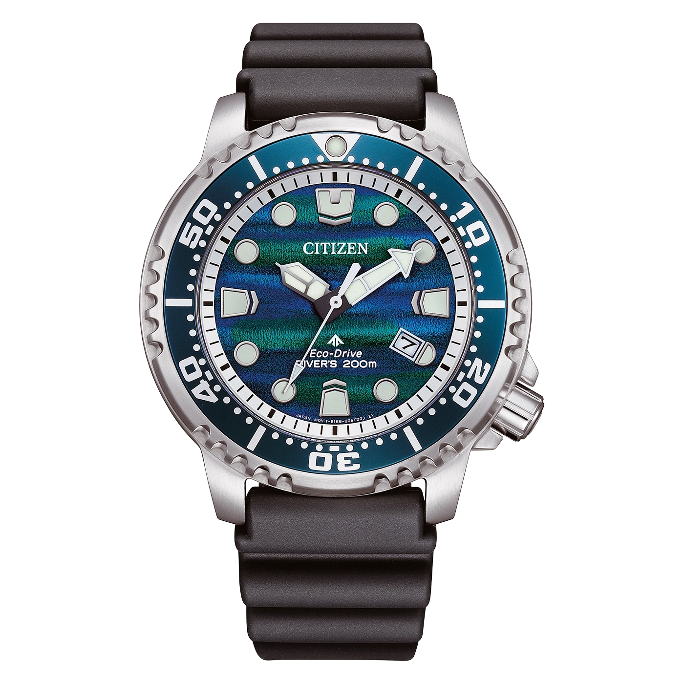 Citizen Promaster Armbanduhr mit blauem Zifferblatt, Stahllünette und schwarzem Armband
