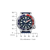 Montre homme avec bracelet bleu, cadran bleu et lunette rouge