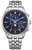 Montre connectée Citizen avec affichage des phases de lune, cadran bleu, bracelet en métal argenté