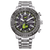 Herrenarmbanduhr mit schwarzem Zifferblatt, silbernem Edelstahlband und Leuchtindizes