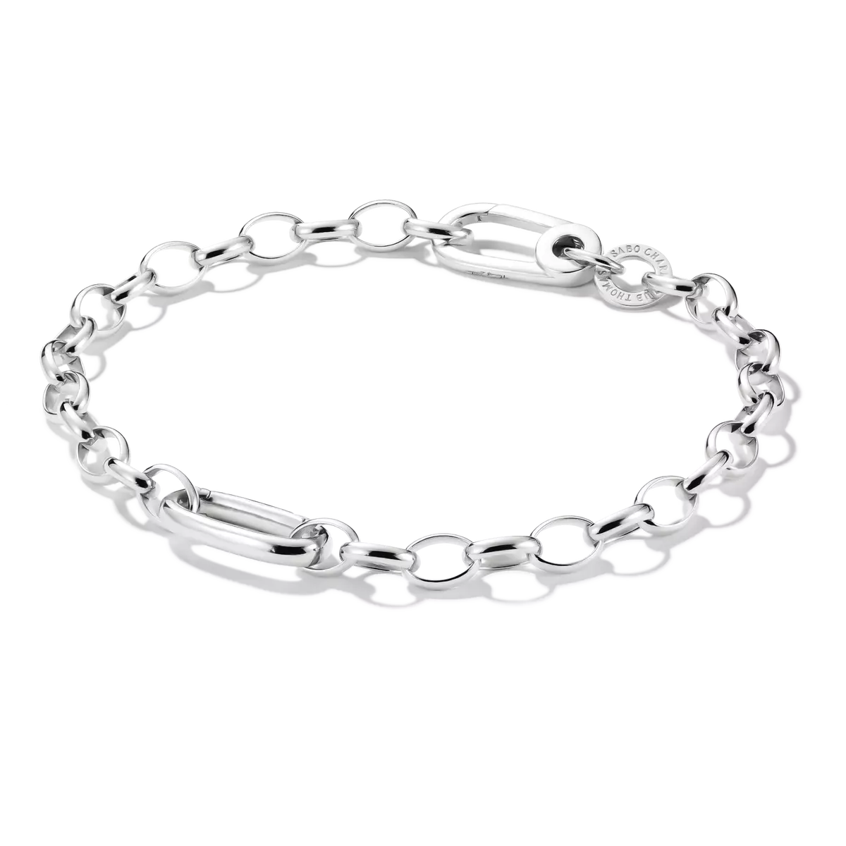 Bracelet jonc argenté à maillons avec fermoir réglable