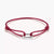 Bracelet textile en ruban rouge avec anneau de connexion argenté et extrémités nouées