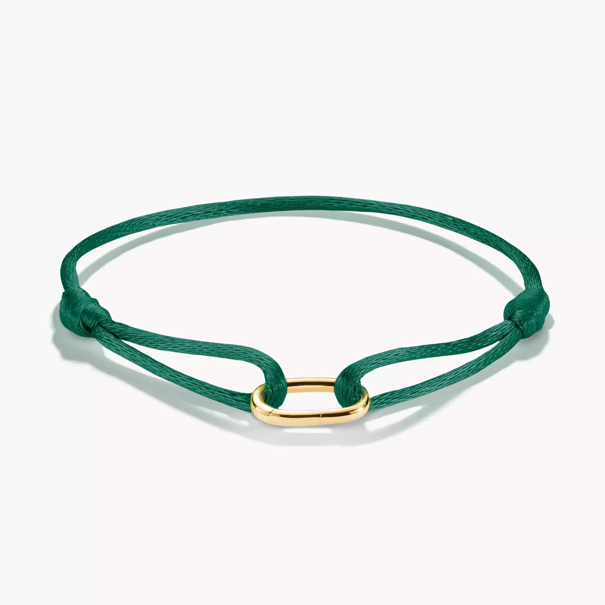 Bracelet textile vert avec fermoir Connect doré