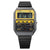 Casio Armbanduhr mit gelbem Display, digitaler Anzeige und schwarzem Armband