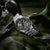 Bracelet de montre pour homme avec cadran chronographe vert et bracelet en acier inoxydable