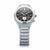 Montre homme avec bracelet en métal argenté, cadran chronographe noir et compteurs