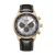 Herrenuhr mit schwarzem Lederband und goldfarbenem Chronographengehäuse, weißem Zifferblatt