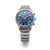 Montre homme avec boîtier rond en titane et cadran chronographe bleu