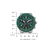 Herrenarmbanduhr mit grünem Zifferblatt, silbernem Edelstahlband und mehreren Unterzifferblättern.