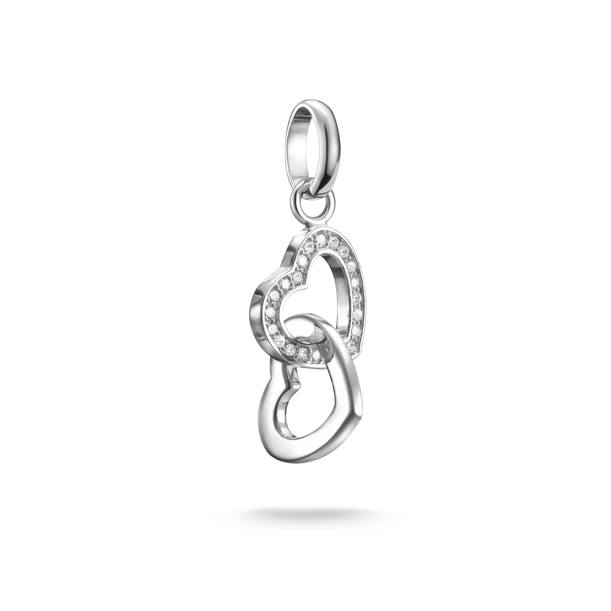 Pendentif Charm Thomas Sabo Cœur entrelacé, argenté, avec pierres de bijouterie