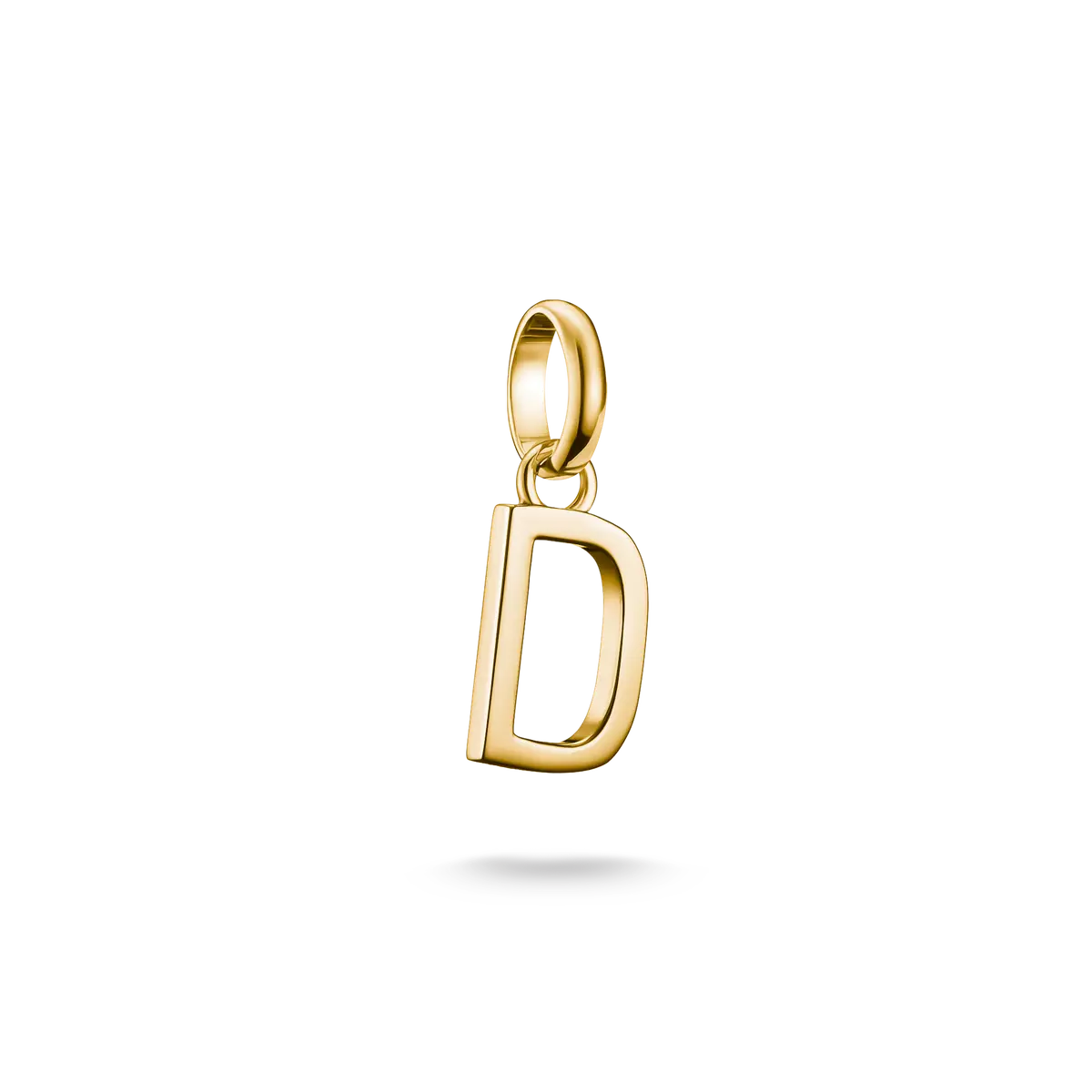 Pendentif breloque doré à la feuille d'or, lettre D, forme de cadre lisse