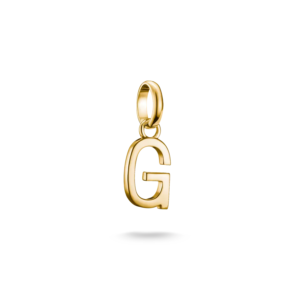 Pendentif breloque lettre G plaqué or en argent avec passant