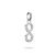 Pendentif breloque en argent avec symbole infini, entièrement pavé de pierres blanches.