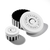 Bouchons de breloques ronds, rayures noires et blanches et design de logo lumineux