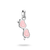 Pendentif breloque en argent avec deux cœurs roses, passant en haut