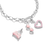 Bracelet jonc en argent avec breloques cœur rose et lunettes de soleil