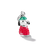 Charm Snoopy en argent sterling avec vêtements d'hiver rouges et foulard vert, émail