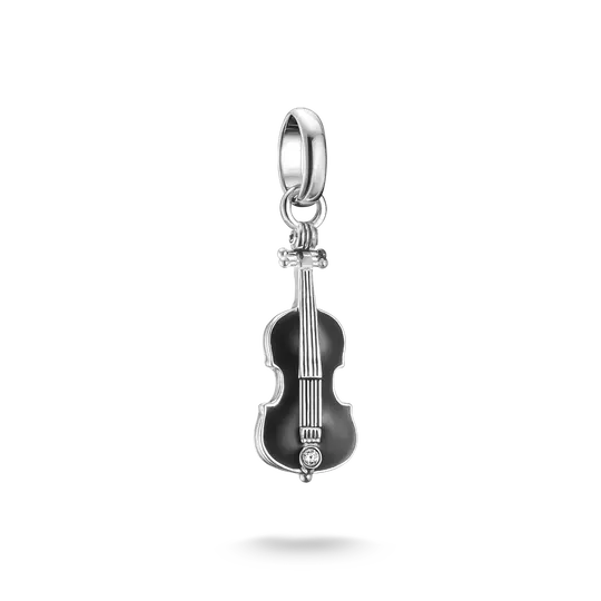 Breloque Connect argentée avec motif violoncelle et détail en zircone cubique