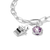Pendentif en argent sur chaîne : machine à écrire avec zirconias et breloque cœur violet.