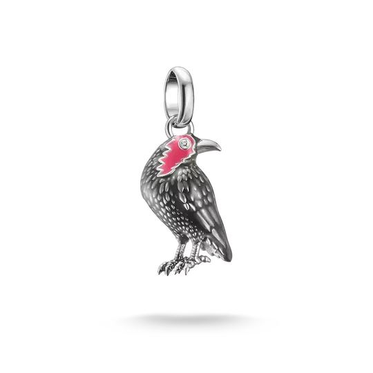 Charm Connect Corbeau en argent sterling 925 avec accent en zircone rouge