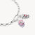 Charm renne en argent 925 avec œil rouge et détail rose pour bracelet à breloques