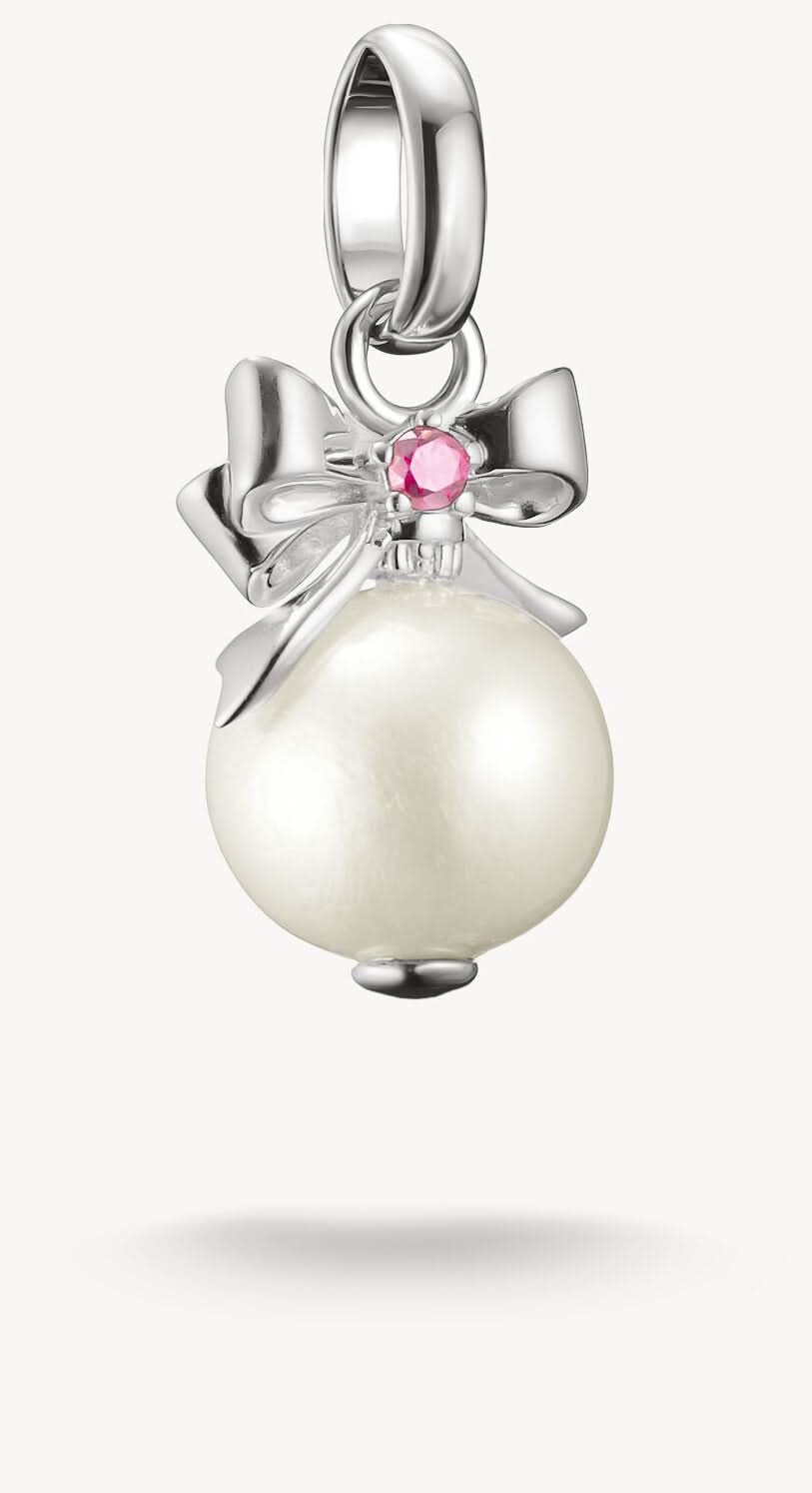 Pendentif Charm Perles THOMAS SABO en argent avec nœud et pierre rose