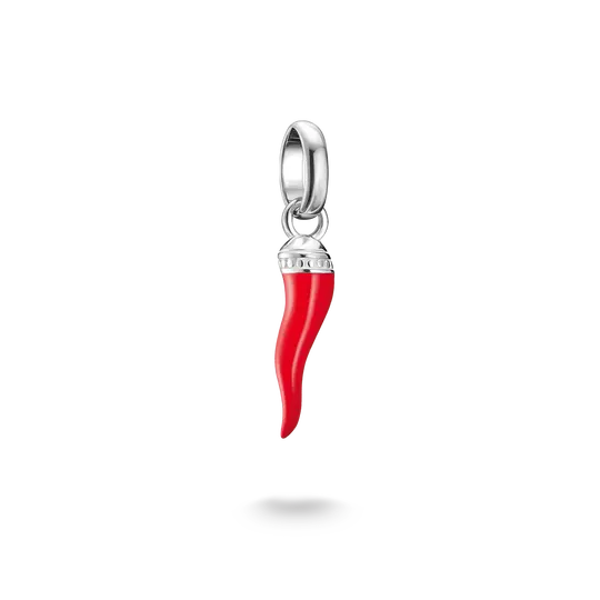 Silberner Charm-Anhänger mit rotem Cornicello