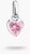Pendentif cœur argenté avec cristal rose au centre, monté sur une bélière