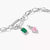 Pendentif breloque sur bracelet à maillons : cœur argenté avec pierre rose