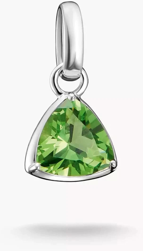 Pendentif breloque en argent avec pierre verte taille triangle design Connect